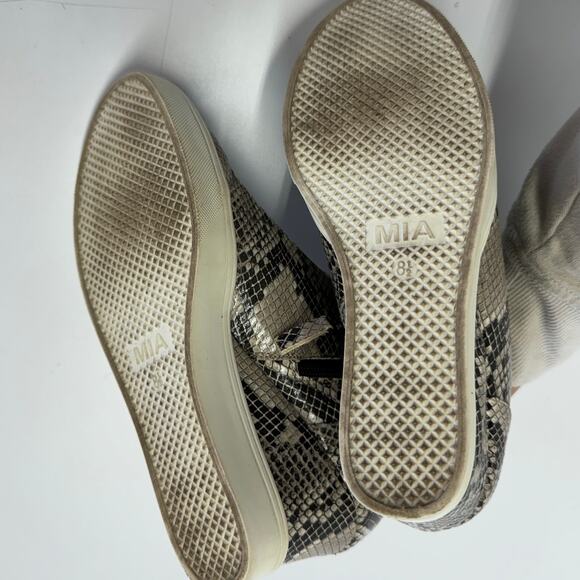 MIA Shoes‎ Womens 8.5 Christie Black Tan Snake Reptile Wedge Sneakers - Picture 7 of 12